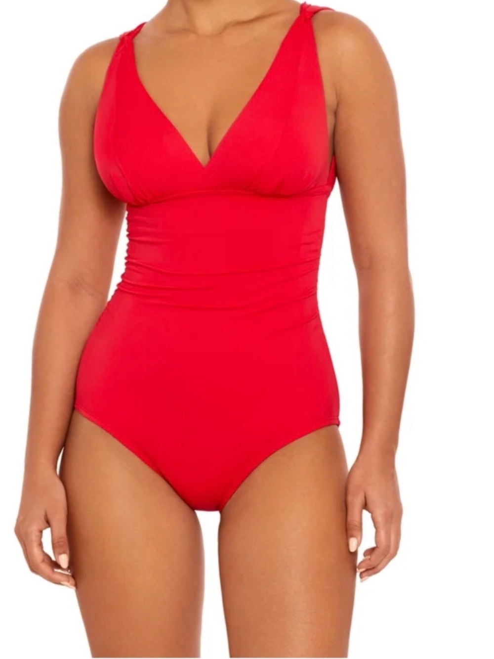 Time and Tru Red V-Neck One-Piece Swimsuit